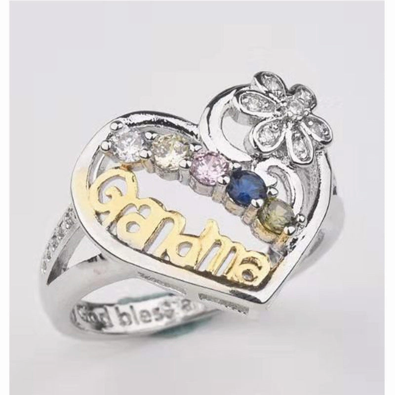 Wholesale Mother's Day Gift Heart Shape Alloy Adjustable Ring
