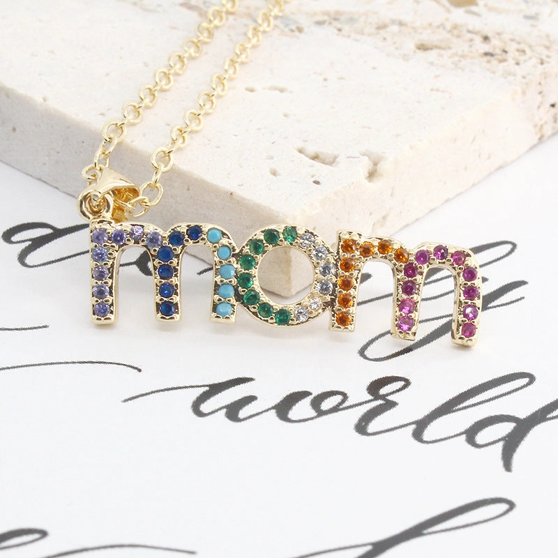 Wholesale Mother's Day Gift mom Alphabet Alloy Clavicle Necklaces