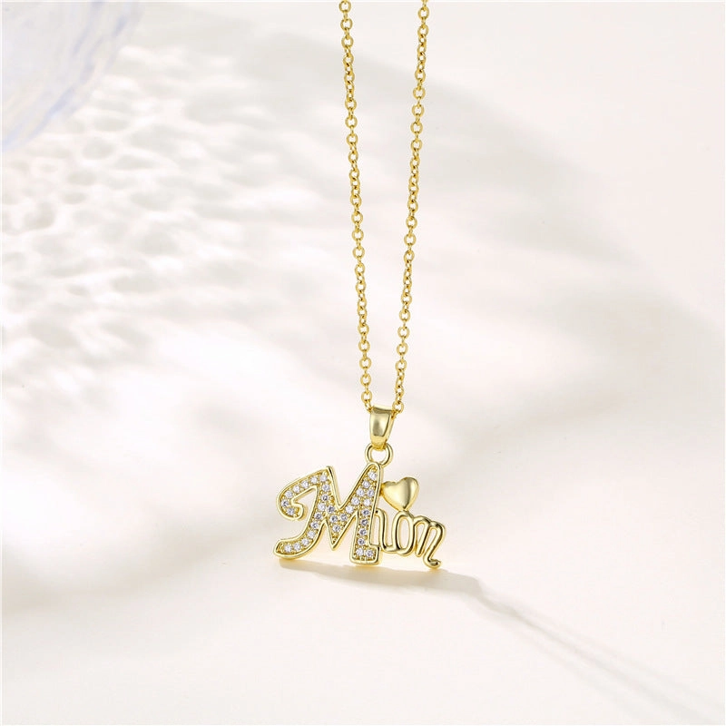 Wholesale Mother's Day Gift Stainless Steel Alphabet MOM Necklace