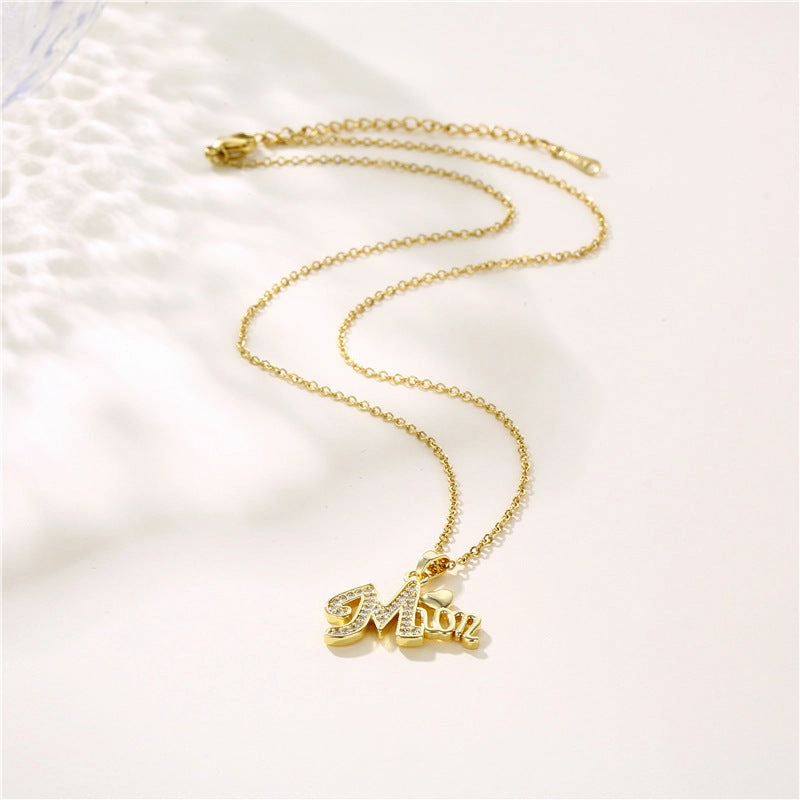 Wholesale Mother's Day Gift Stainless Steel Alphabet MOM Necklace