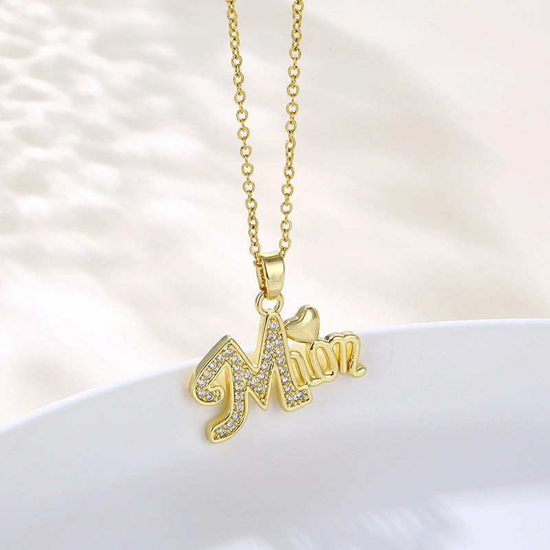 Wholesale Mother's Day Gift Stainless Steel Alphabet MOM Necklace