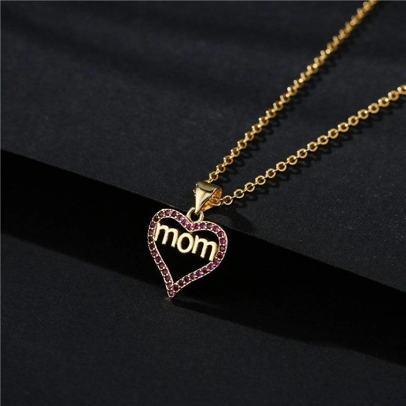 Wholesale Mother's Day Heart Letter Mom Copper Necklaces