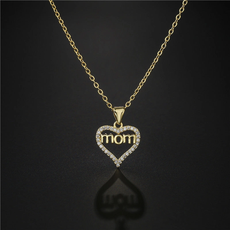 Wholesale Mother's Day Heart Letter Mom Copper Necklaces