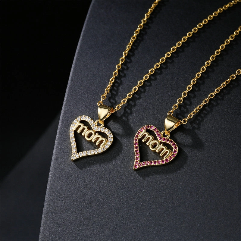 Wholesale Mother's Day Heart Letter Mom Copper Necklaces