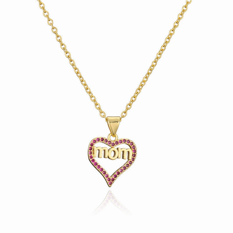 Wholesale Mother's Day Heart Letter Mom Copper Necklaces