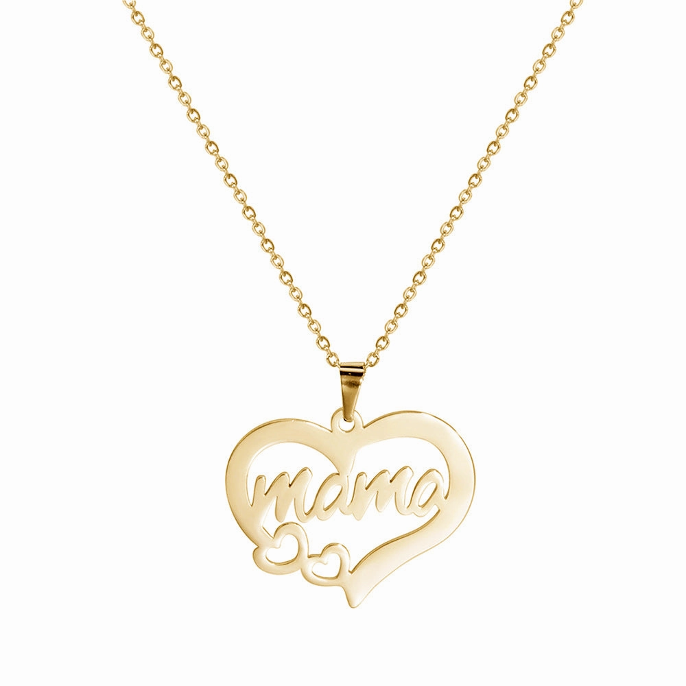 Wholesale Mother's Day Hollow Size Love Mama Letter Pattern Stainless Steel Necklace