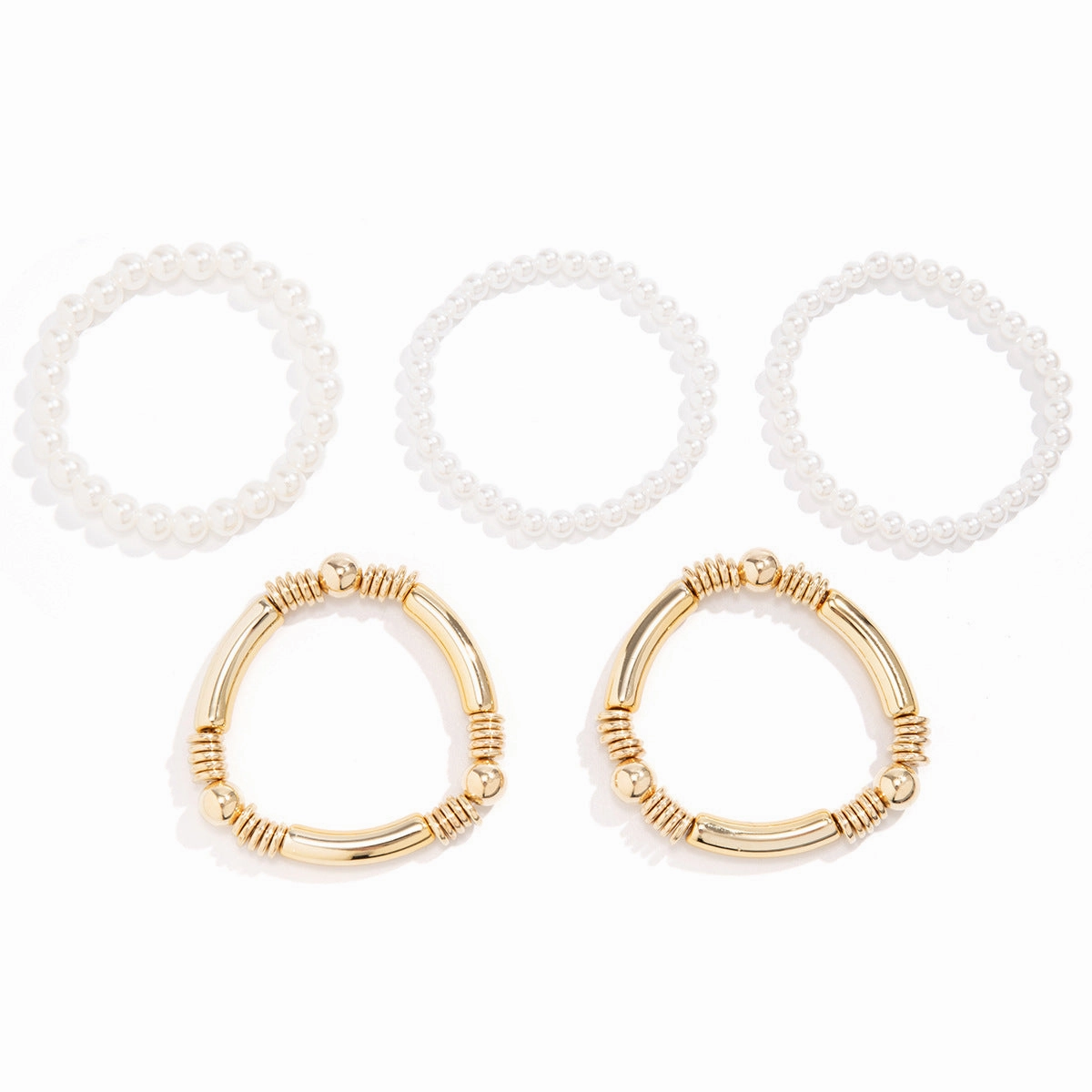 Wholesale Multi-layer Bead Stacked Metal Bracelet Set