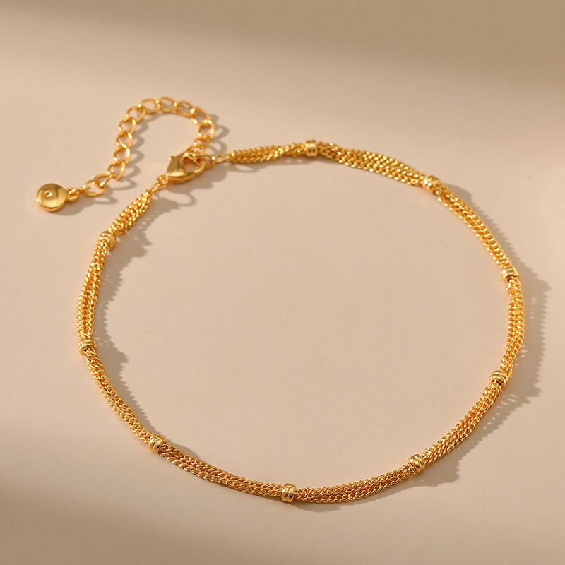 Wholesale Multi-layer Chain Design Vintage Gold Plated Anklet
