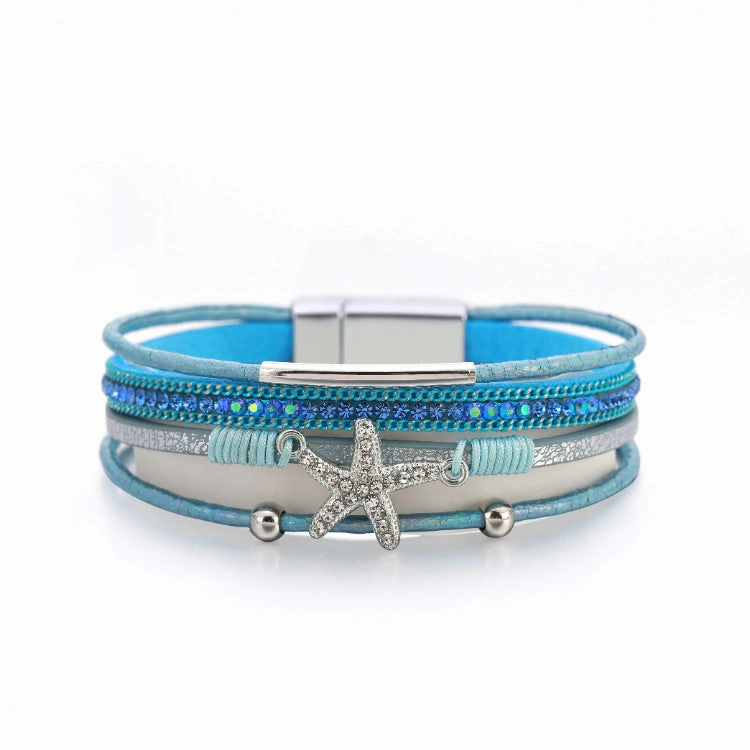 Wholesale Multi-layer Diamond Starfish Bracelet