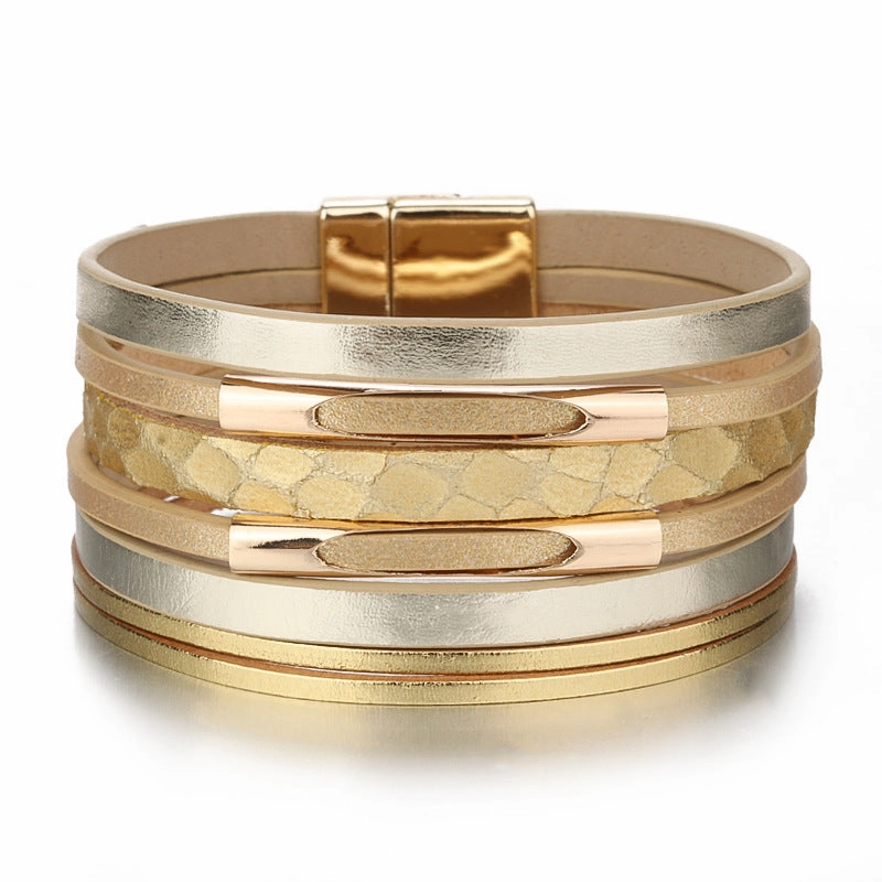 Wholesale Multi-layer Hand Woven Magnetic Leather Bracelets