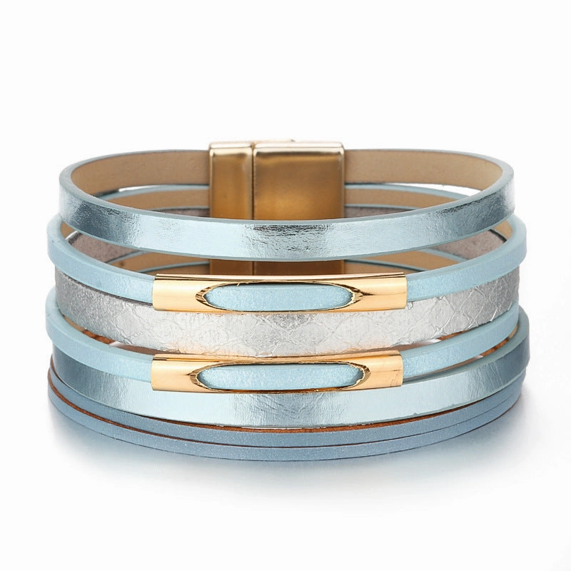Wholesale Multi-layer Hand Woven Magnetic Leather Bracelets