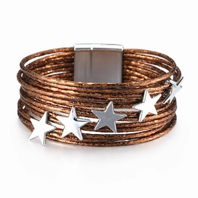 Wholesale Multi-layer PU Magnetic Buckle Creative Five-pointed Star Bracelet