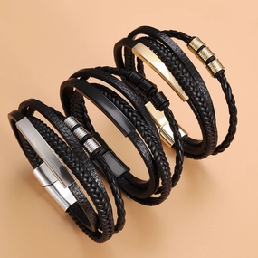 Wholesale Multi-layer Simple Braided Leather Bracelet