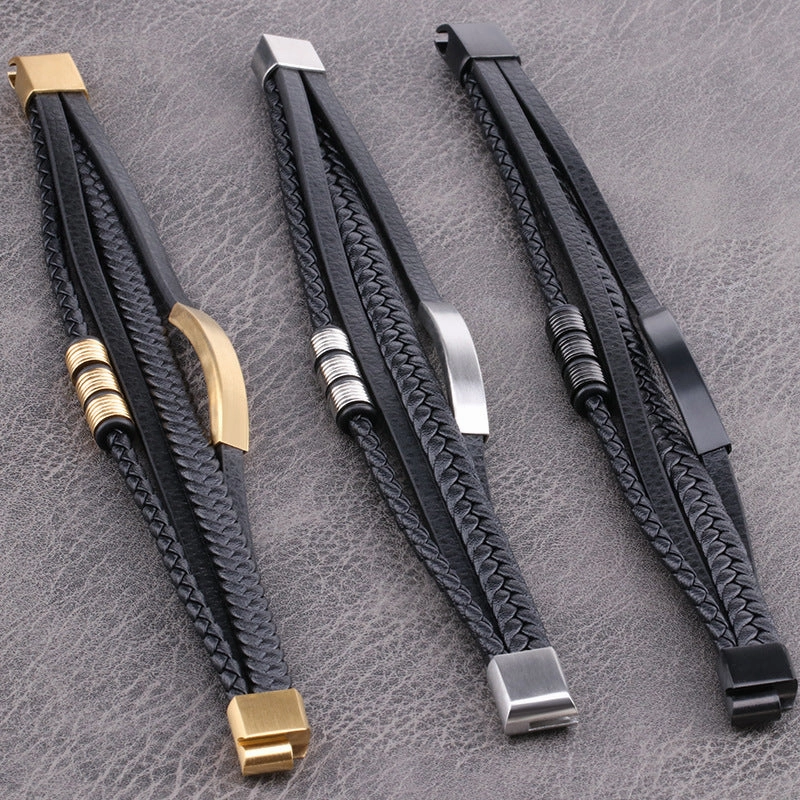 Wholesale Multi-layer Simple Braided Leather Bracelet