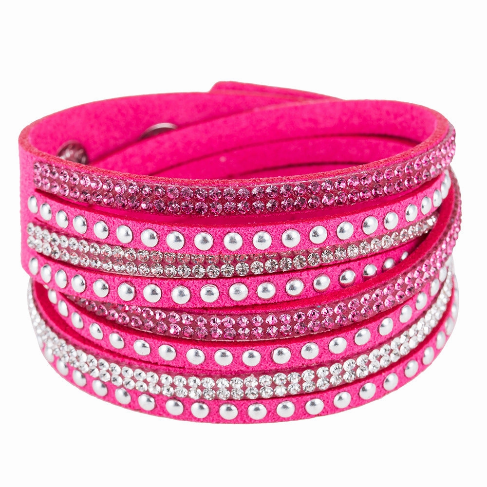 Wholesale Multi-layer Winding Diamond Inlaid Alloy Bracelets