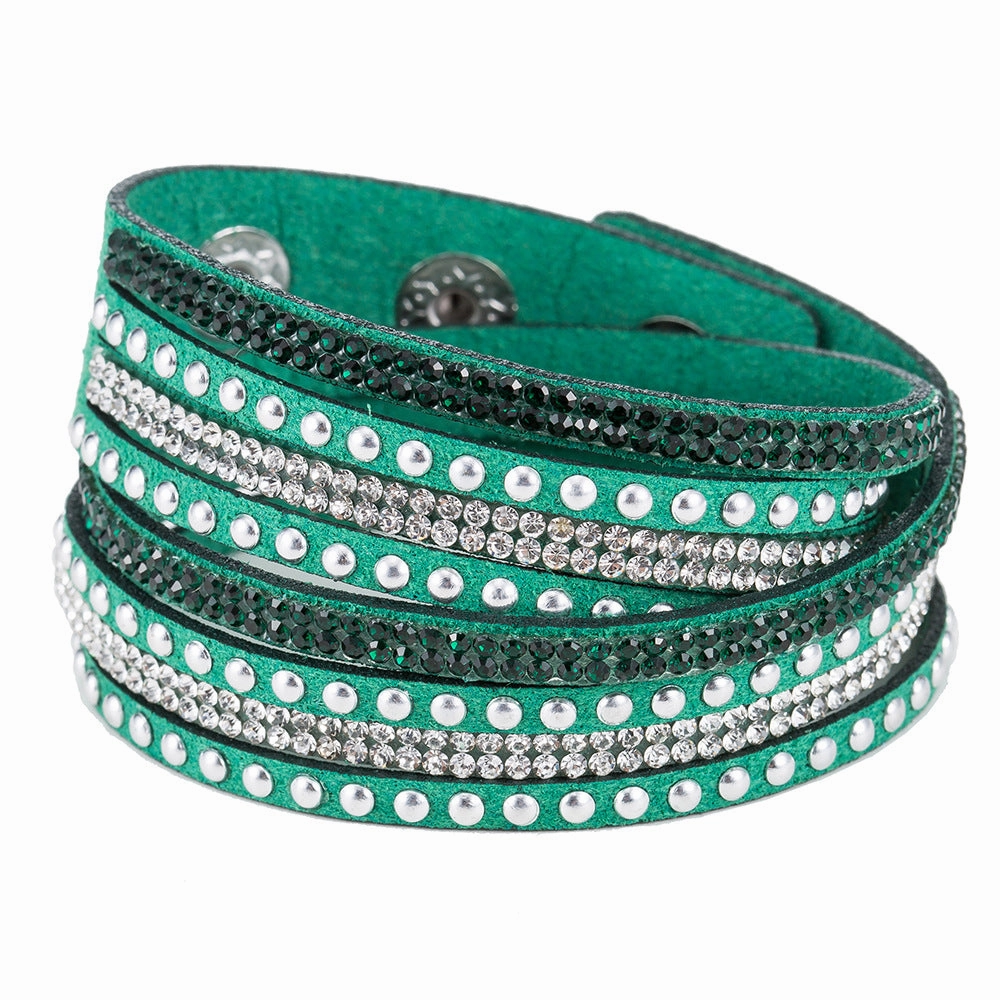 Wholesale Multi-layer Winding Diamond Inlaid Alloy Bracelets