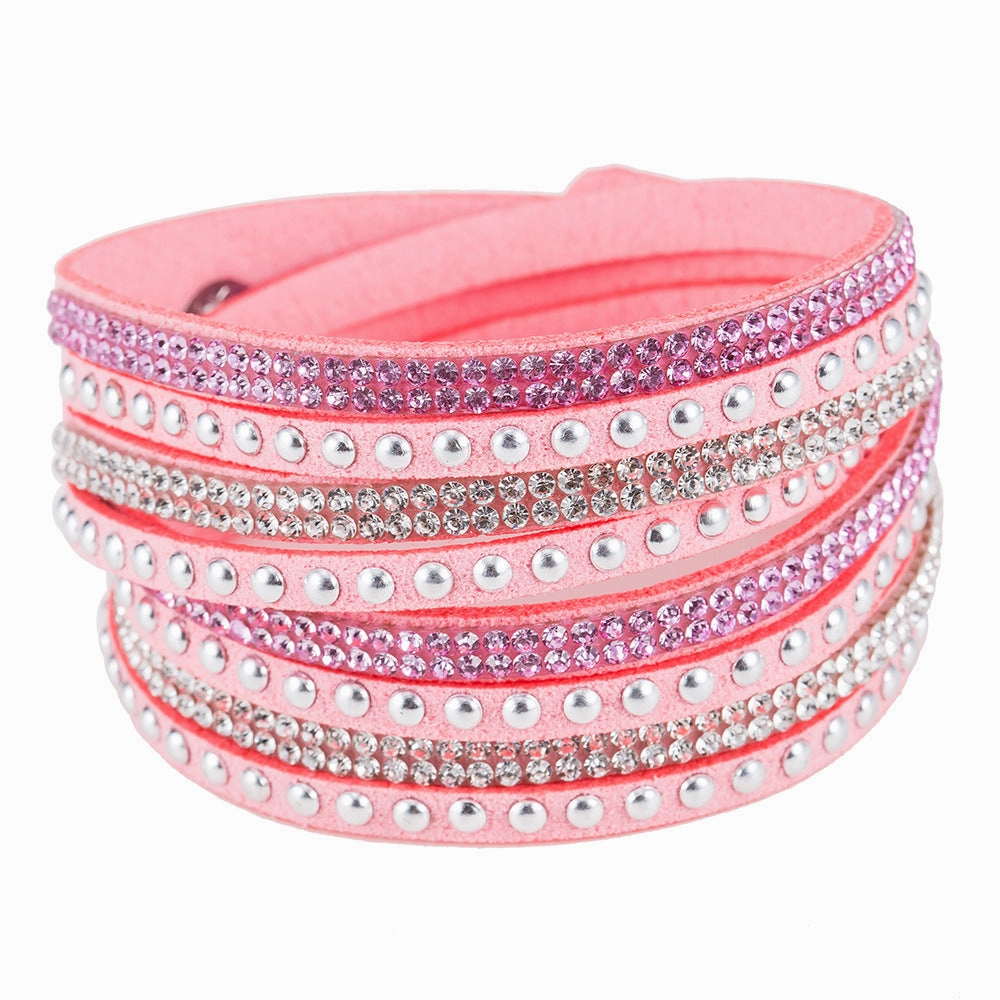 Wholesale Multi-layer Winding Diamond Inlaid Alloy Bracelets