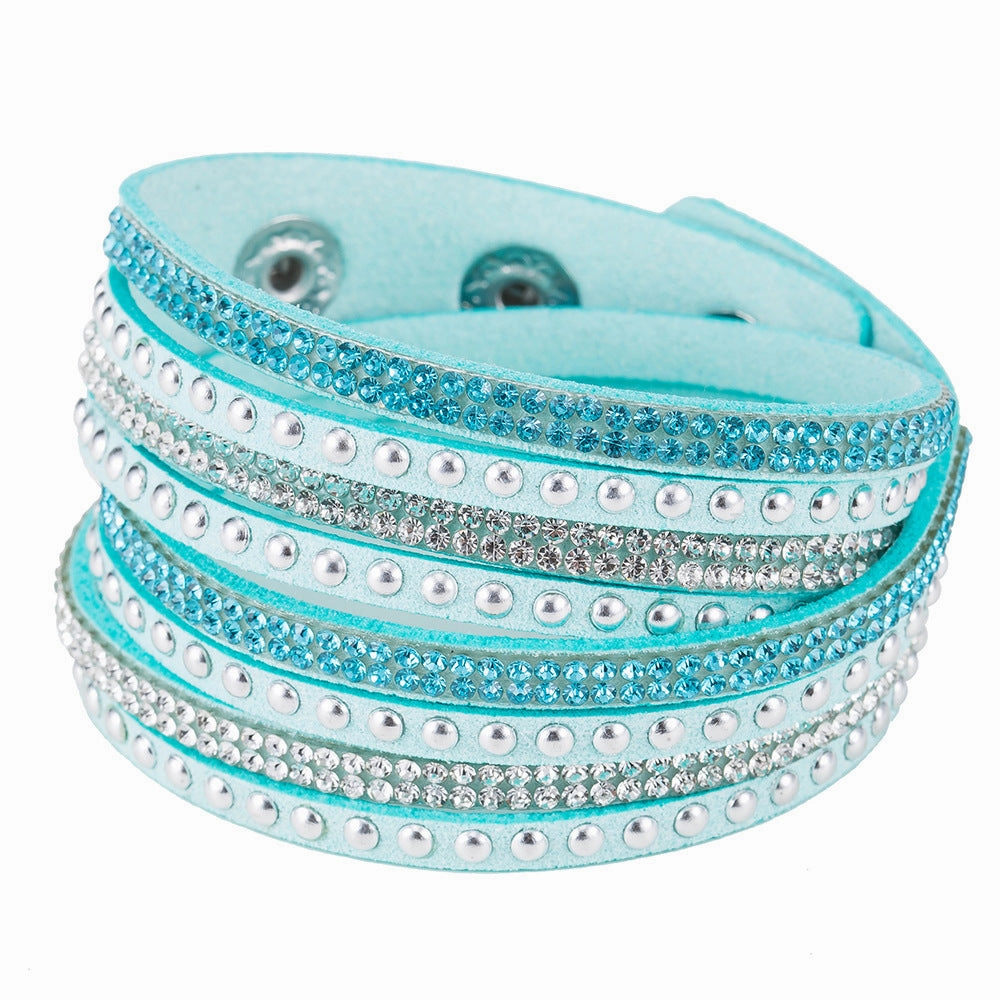 Wholesale Multi-layer Winding Diamond Inlaid Alloy Bracelets