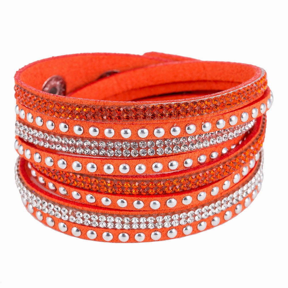 Wholesale Multi-layer Winding Diamond Inlaid Alloy Bracelets