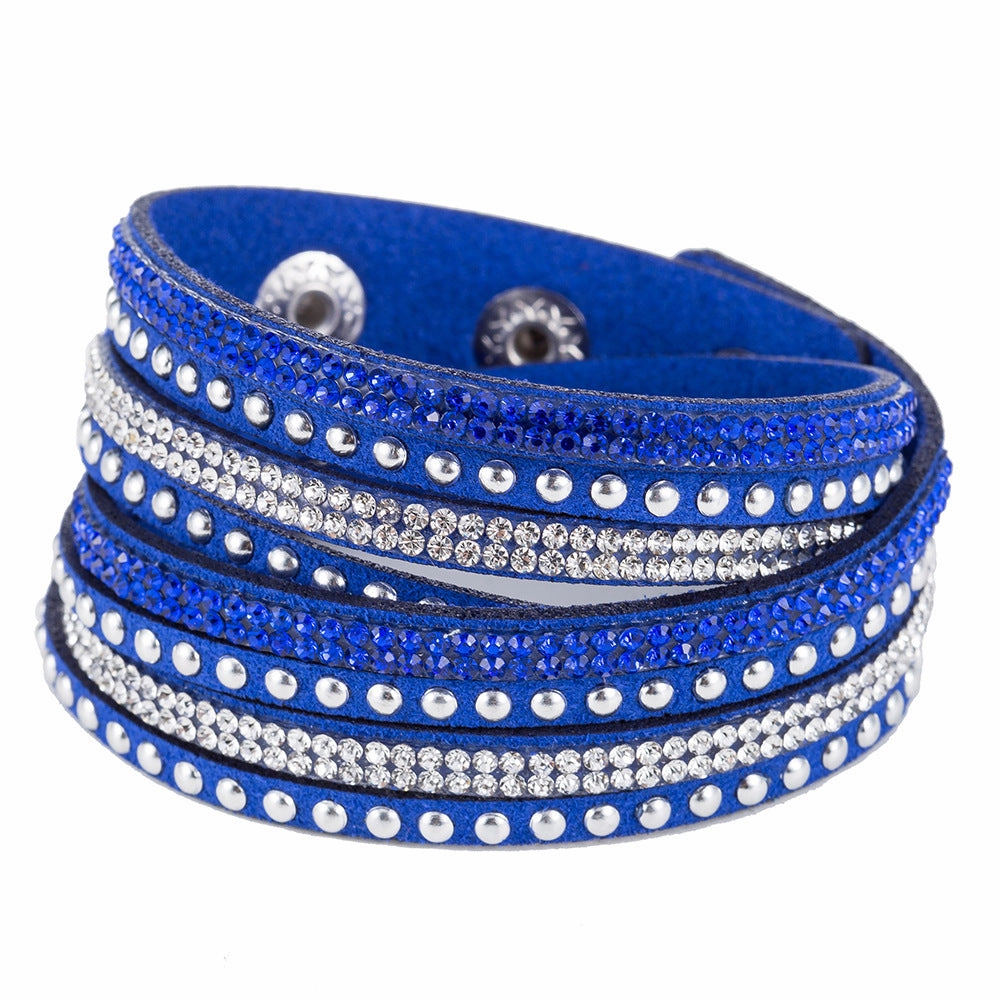 Wholesale Multi-layer Winding Diamond Inlaid Alloy Bracelets