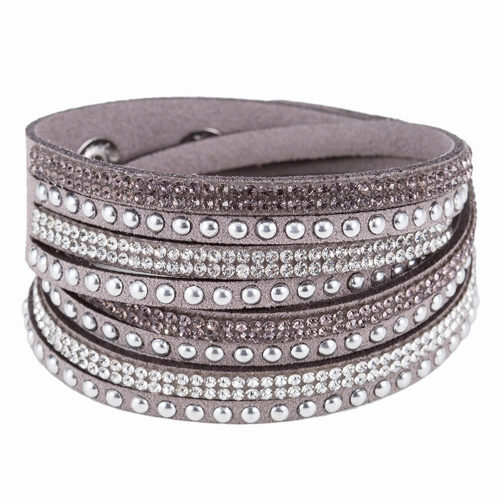 Wholesale Multi-layer Winding Diamond Inlaid Alloy Bracelets