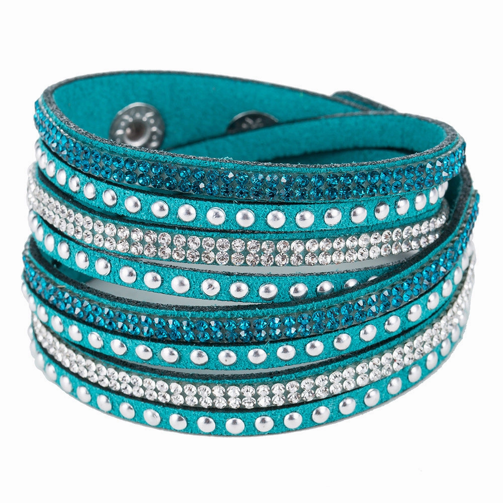 Wholesale Multi-layer Winding Diamond Inlaid Alloy Bracelets