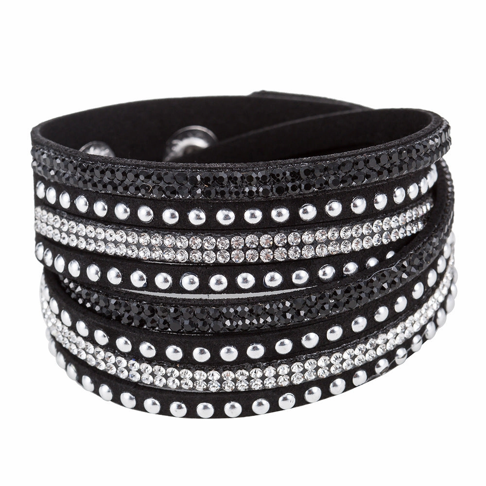 Wholesale Multi-layer Winding Diamond Inlaid Alloy Bracelets