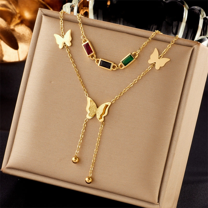 Wholesale Multi-layered Clavicle Chain Titanium Steel Necklace