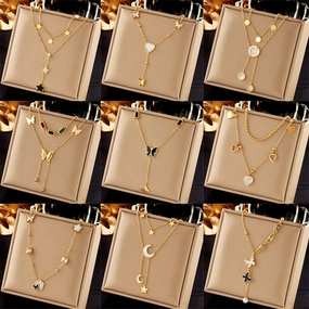 Wholesale Multi-layered Clavicle Chain Titanium Steel Necklace