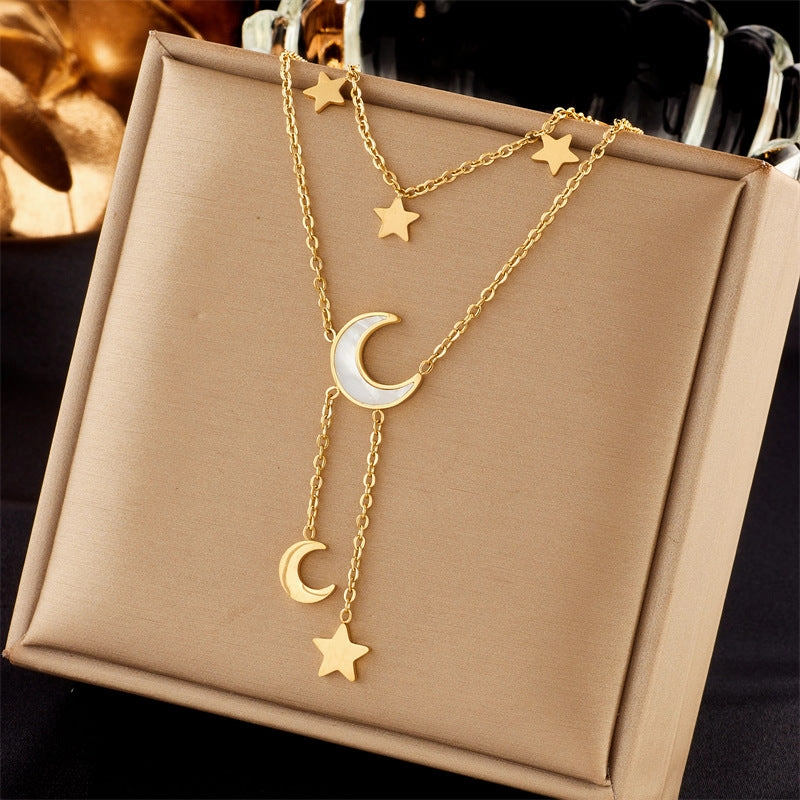Wholesale Multi-layered Clavicle Chain Titanium Steel Necklace