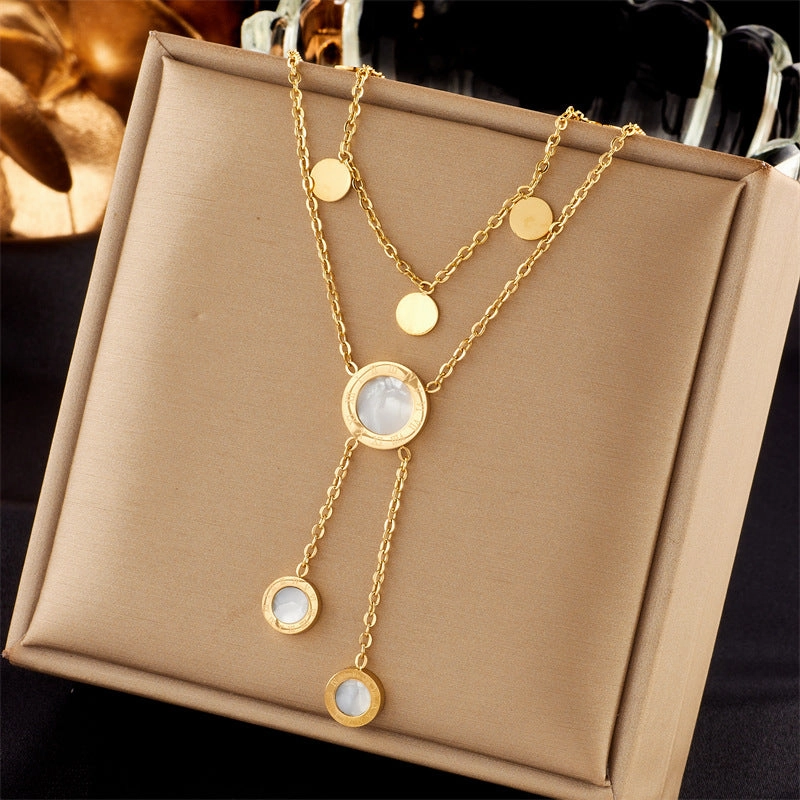 Wholesale Multi-layered Clavicle Chain Titanium Steel Necklace