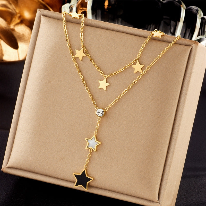 Wholesale Multi-layered Clavicle Chain Titanium Steel Necklace