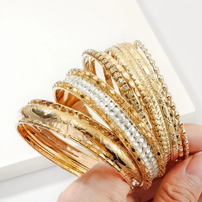 Wholesale Multi-layered Diamond Alloy Bracelet Set