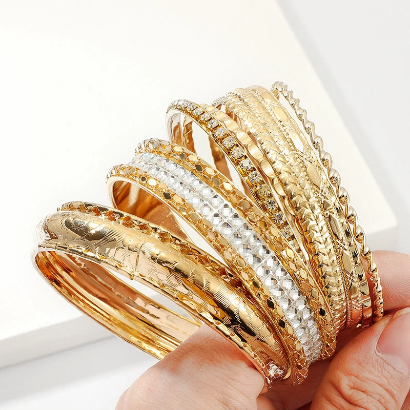 Wholesale Multi-layered Diamond Alloy Bracelet Set