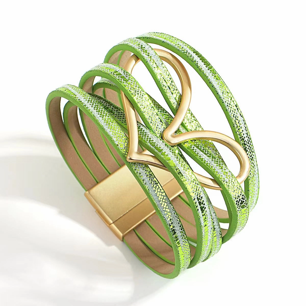 Wholesale Multi-layered Love Alloy Magnetic Buckle Bohemian Fashion PU Leather Bracelet