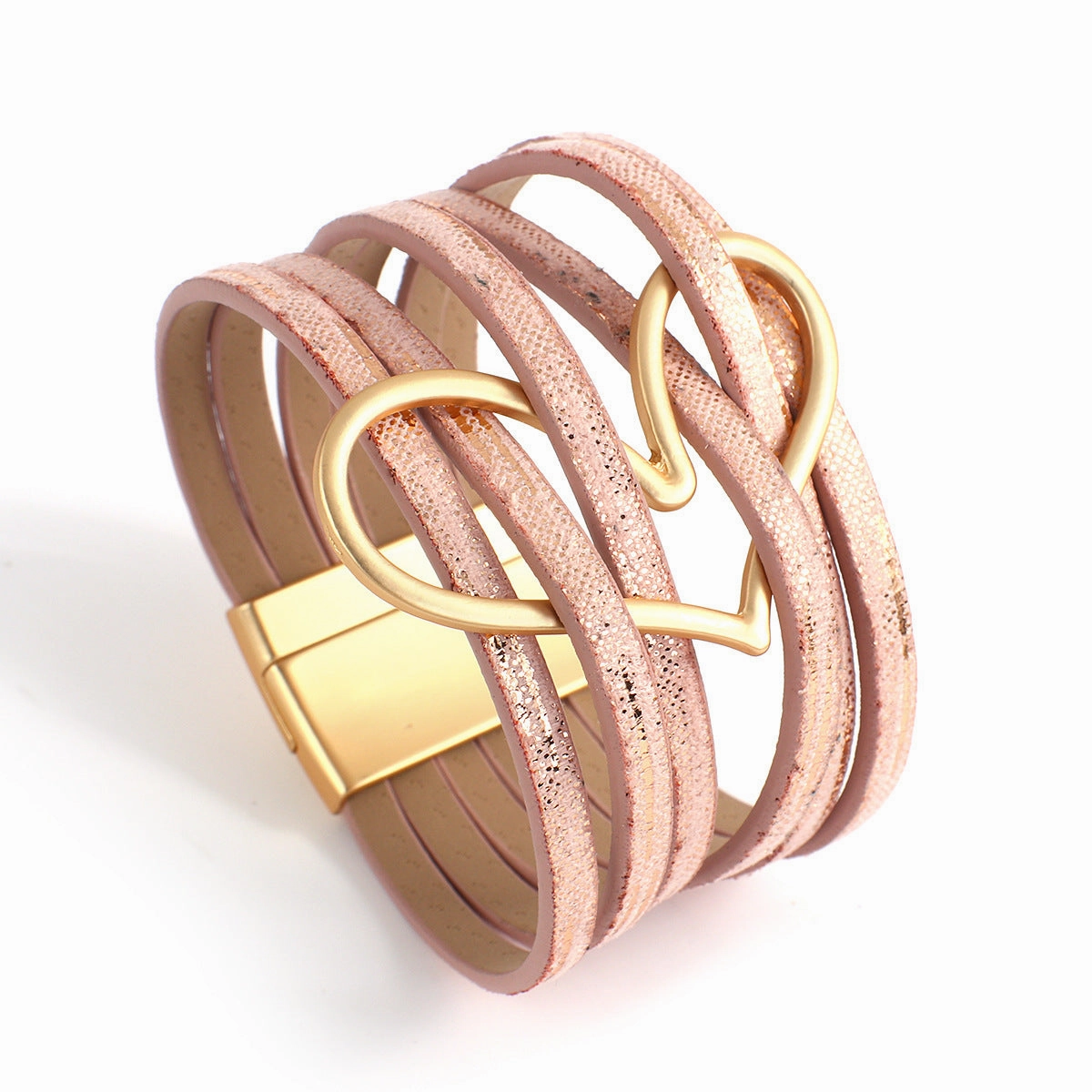 Wholesale Multi-layered Love Alloy Magnetic Buckle Bohemian Fashion PU Leather Bracelet