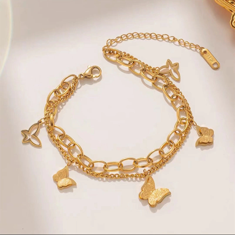 Wholesale Multi-layered Rose Gold Butterfly Bracelet