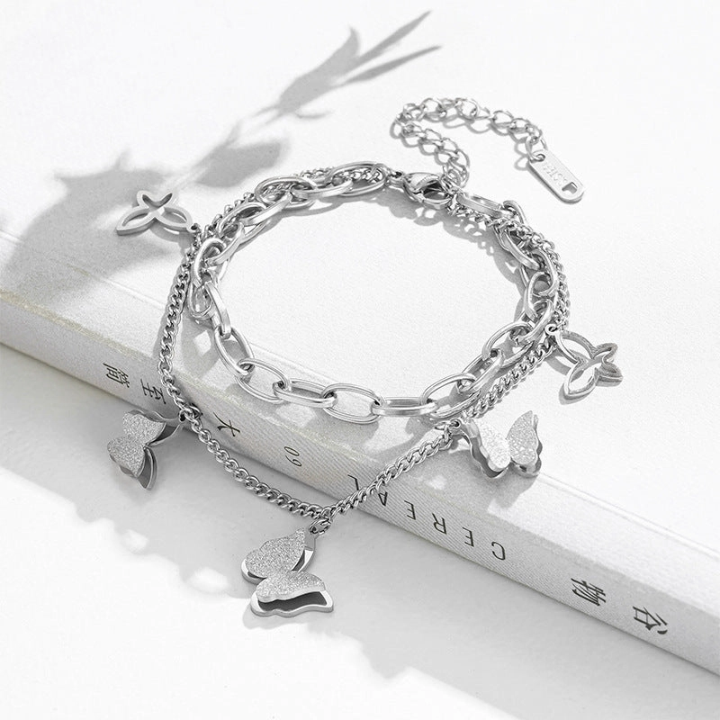 Wholesale Multi-layered Rose Gold Butterfly Bracelet