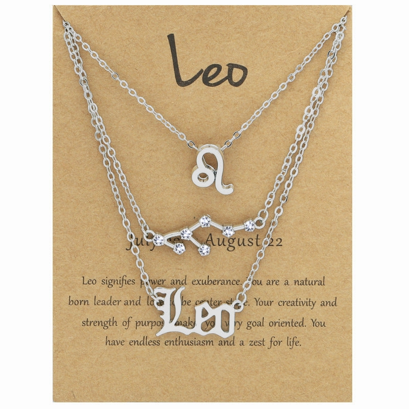 Wholesale Multi-layered Twelve Zodiac Signs Stainless Steel Necklace Set