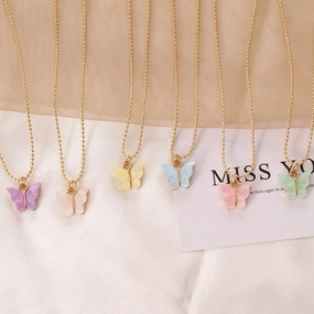 Wholesale Multicolor Butterfly Alloy Acrylic Necklaces