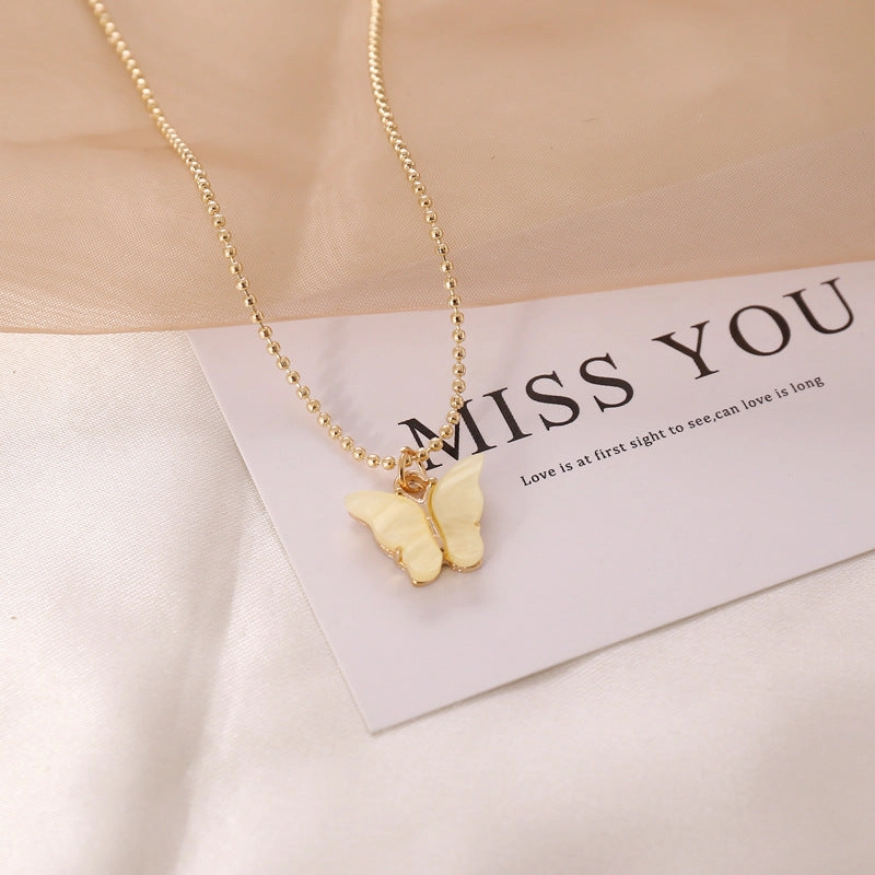 Wholesale Multicolor Butterfly Alloy Acrylic Necklaces