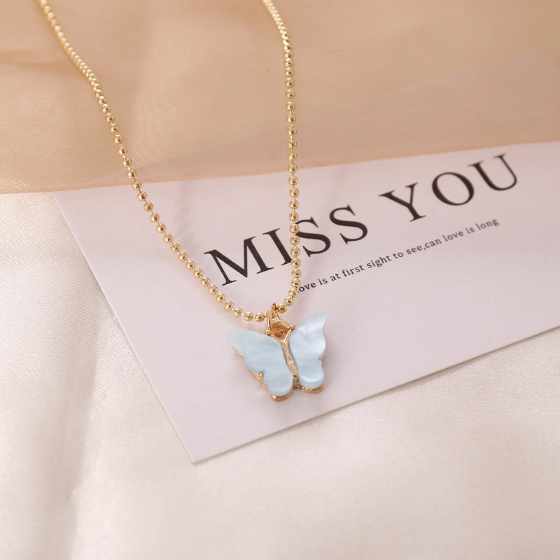 Wholesale Multicolor Butterfly Alloy Acrylic Necklaces