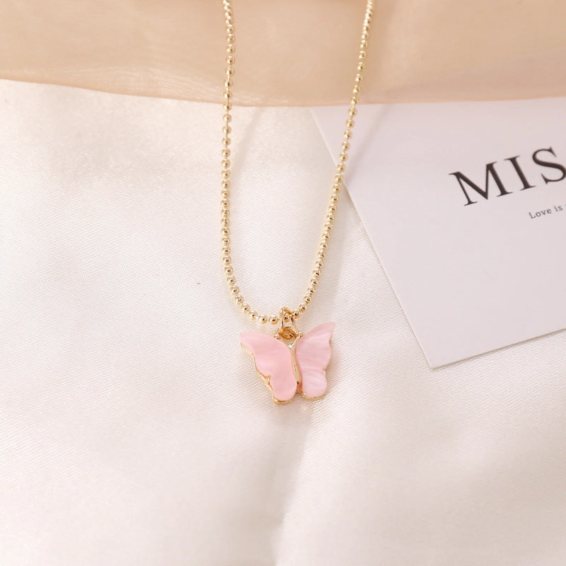 Wholesale Multicolor Butterfly Alloy Acrylic Necklaces