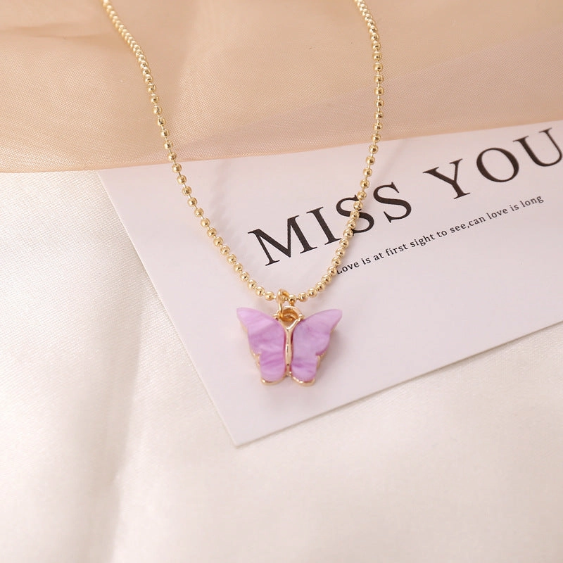 Wholesale Multicolor Butterfly Alloy Acrylic Necklaces