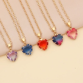 Wholesale Multicolor Heart Pendant Alloy Necklaces