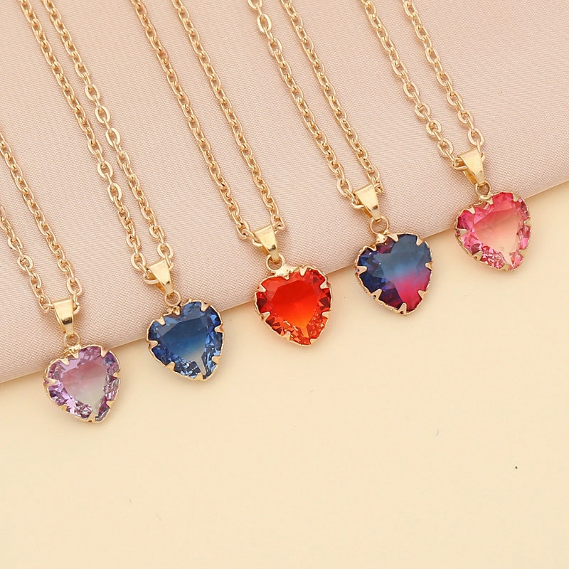 Wholesale Multicolor Heart Pendant Alloy Necklaces
