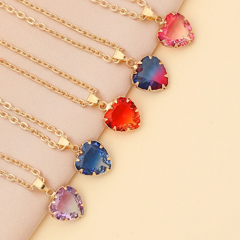 Wholesale Multicolor Heart Pendant Alloy Necklaces
