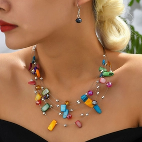 Wholesale Multilayer Crystal Alloy Necklaces