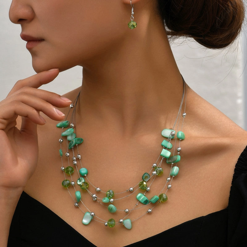 Wholesale Multilayer Crystal Alloy Necklaces