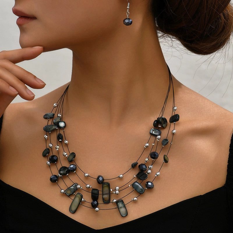 Wholesale Multilayer Crystal Alloy Necklaces